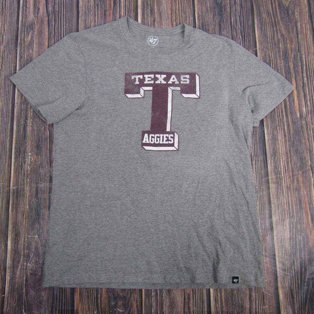 Texas A&M Aggies Shirt Mens XL Gray NCAA Football Short Sleeve Tee 47 Brand